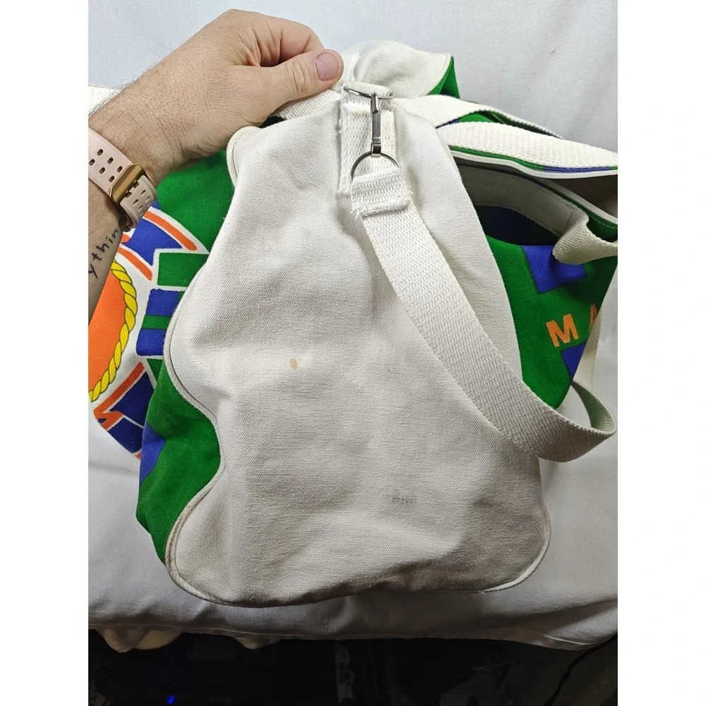 Vintage 1987 Poco Loco Club Mazatlan Mexico Canvas Duffle Bag Parrot Neon 80s‎